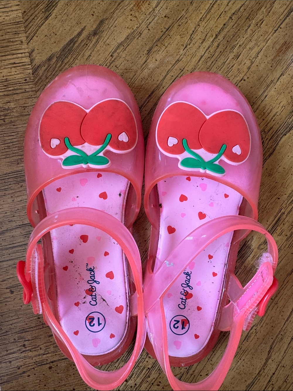 Cat & Jack Pink Jelly Sandals with Red Cherry Accent